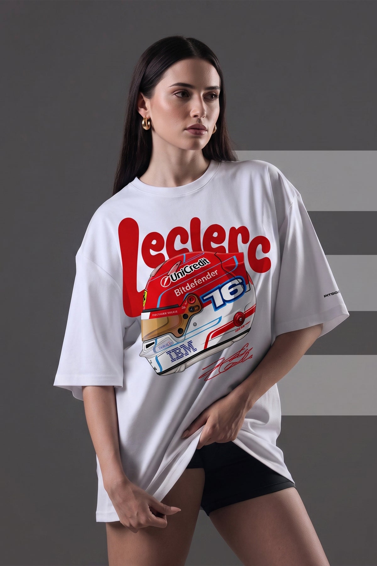 Charles Leclerc 16 'LEGIONARIO' Fan Unisex Oversized Tee (Scuderia Ferrari HP F1 Team)