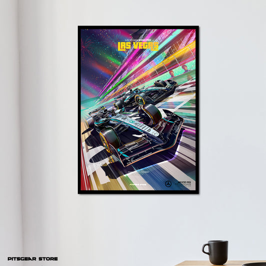 Las Vegas Lights × Mercedes-AMG Petronas Formula One Team (W16) — Premium Wall Poster