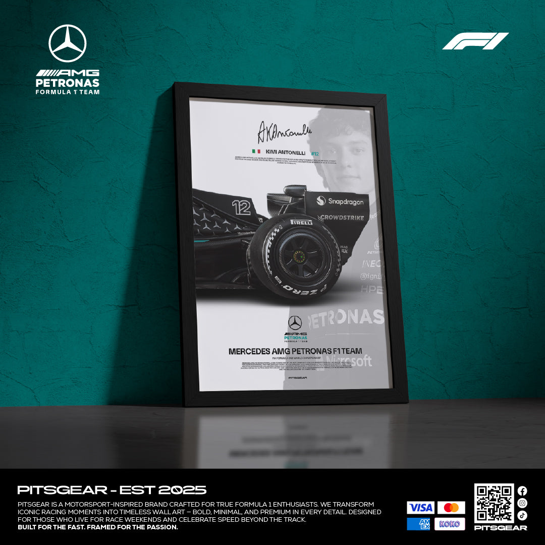 Kimi Antonelli 12 × Mercedes AMG Petronas F1 Team W17 - Wall Poster 2026