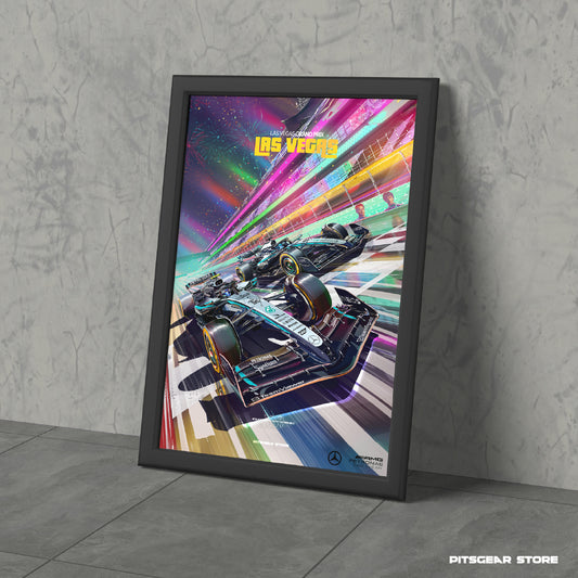 Las Vegas Lights × Mercedes-AMG Petronas Formula One Team (W16) — Premium Wall Poster