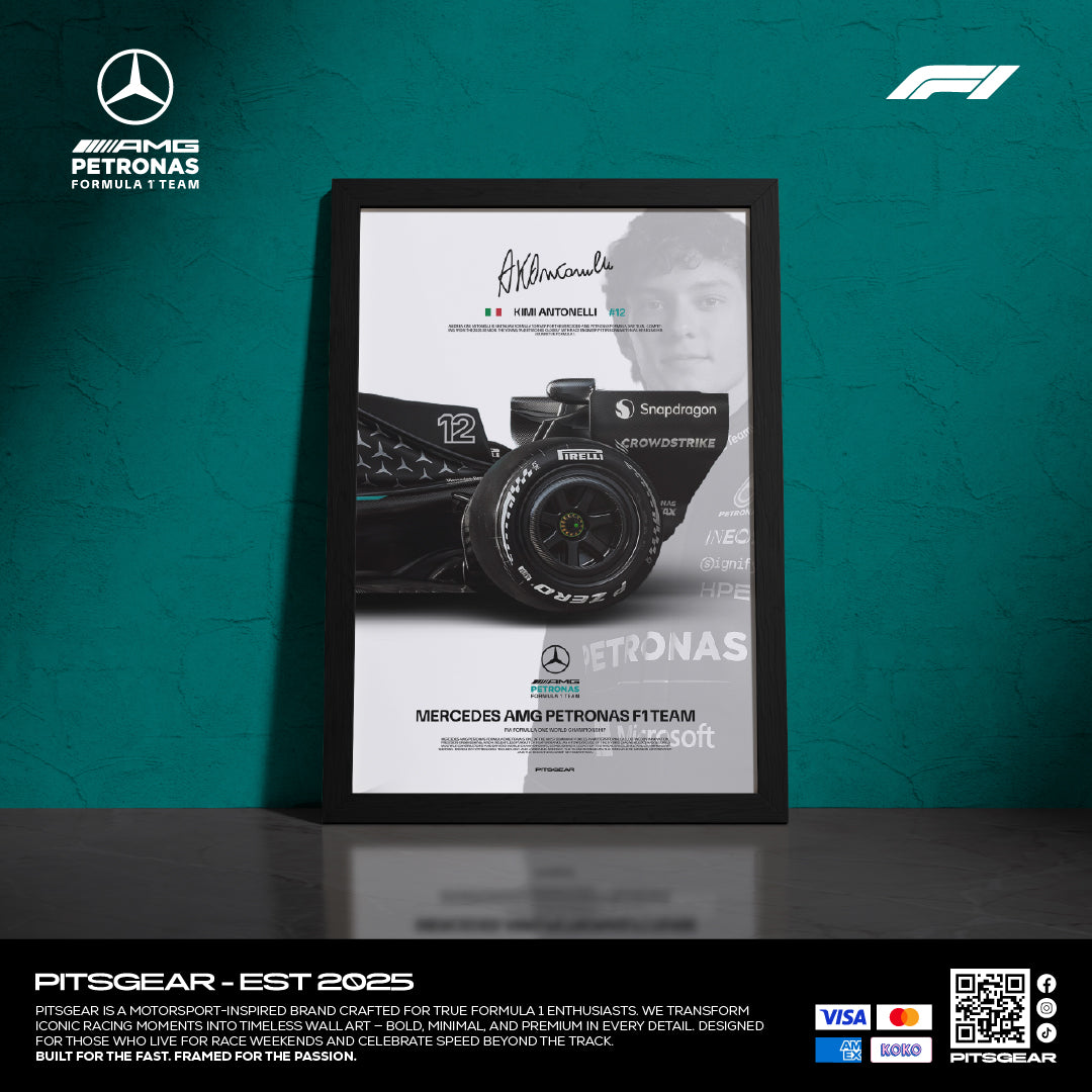 Kimi Antonelli 12 × Mercedes AMG Petronas F1 Team W17 - Wall Poster 2026