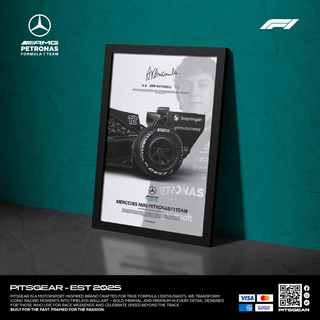 Kimi Antonelli 12 × Mercedes AMG Petronas F1 Team W17 - Wall Poster 2026