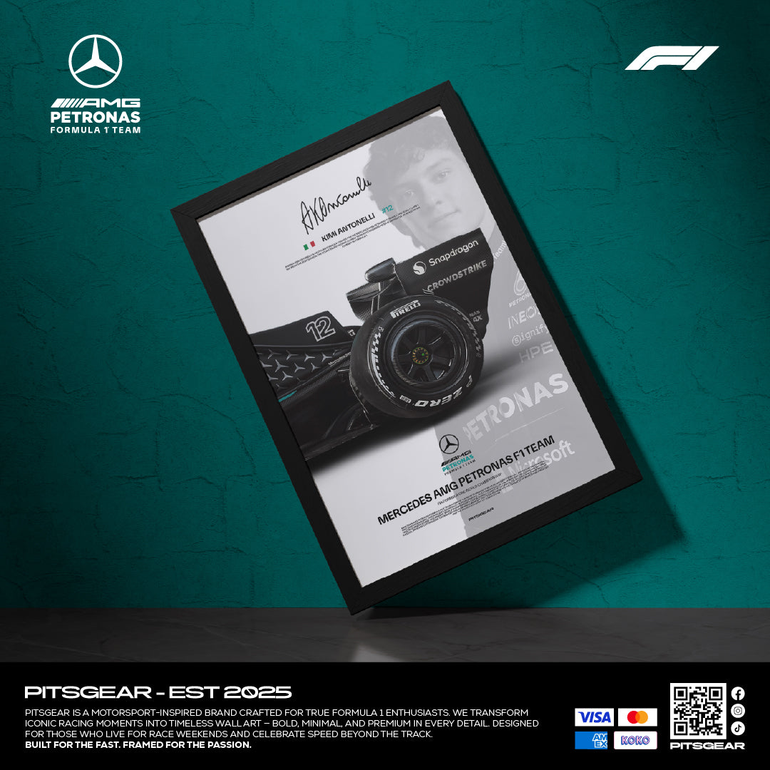 Kimi Antonelli 12 × Mercedes AMG Petronas F1 Team W17 - Wall Poster 2026