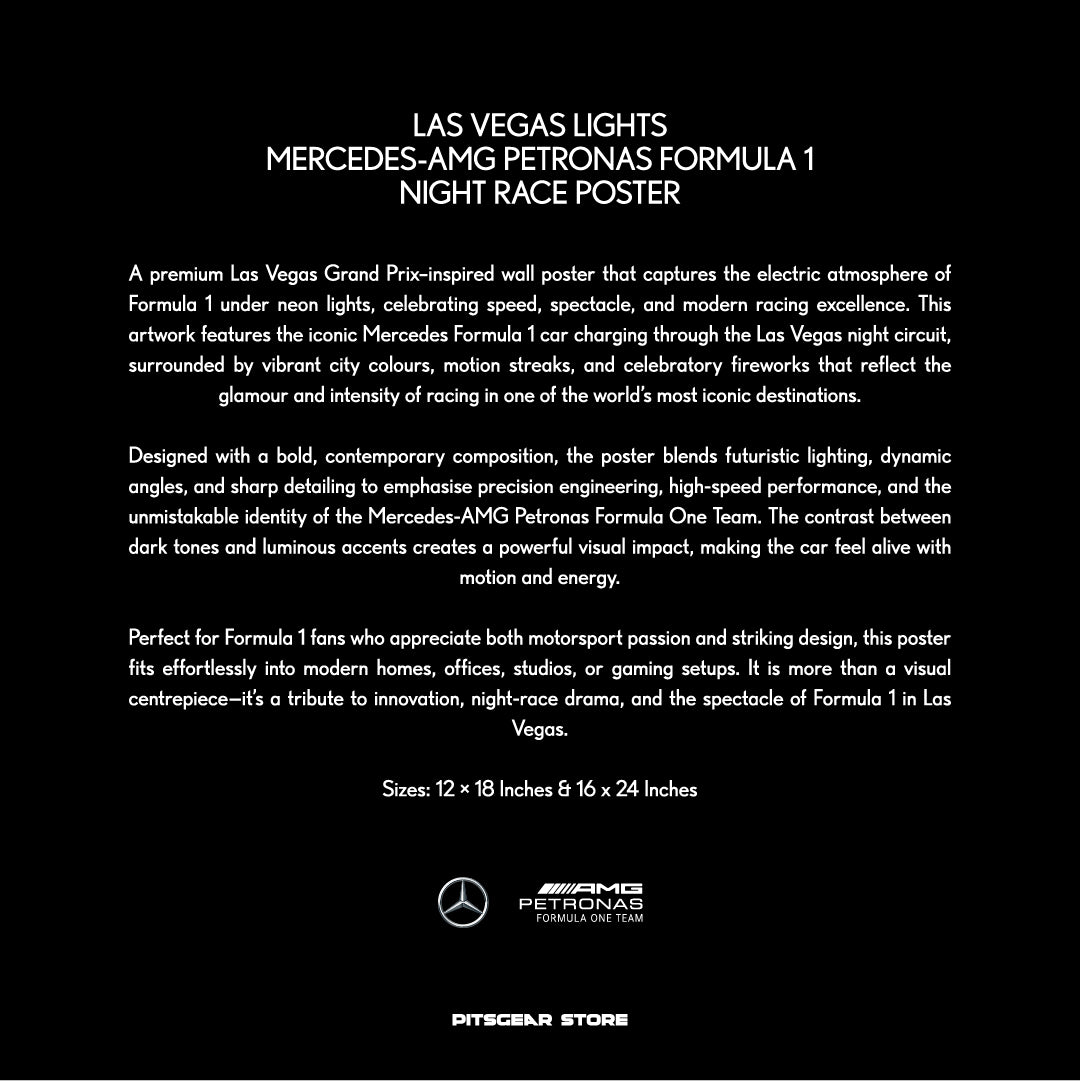 Las Vegas Lights × Mercedes-AMG Petronas Formula One Team (W16) — Premium Wall Poster