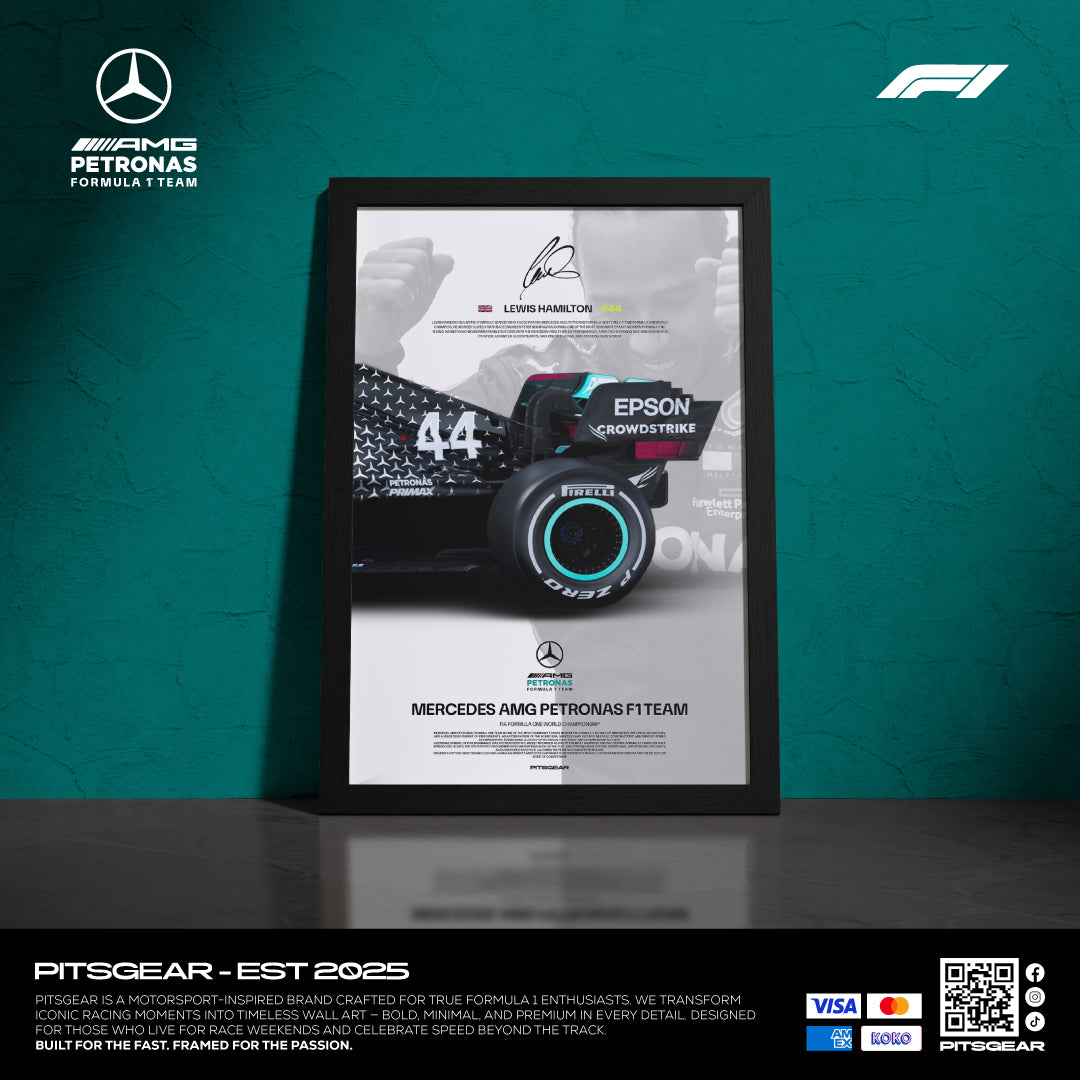Lewis Hamilton 44 × Mercedes AMG Petronas F1 Team W11 - Wall Poster 2021
