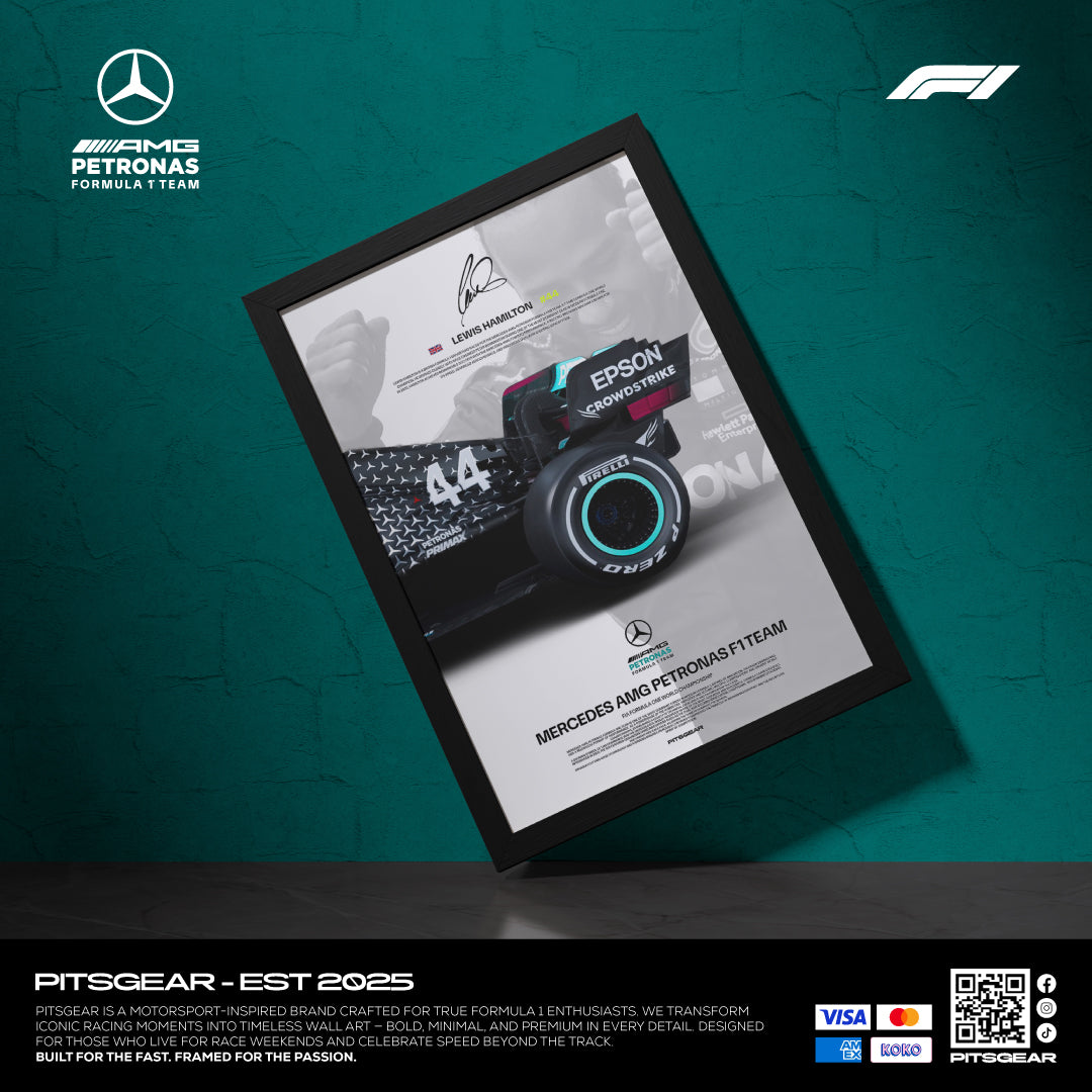 Lewis Hamilton 44 × Mercedes AMG Petronas F1 Team W11 - Wall Poster 2021