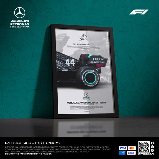 Lewis Hamilton 44 × Mercedes AMG Petronas F1 Team W11 - Wall Poster 2021