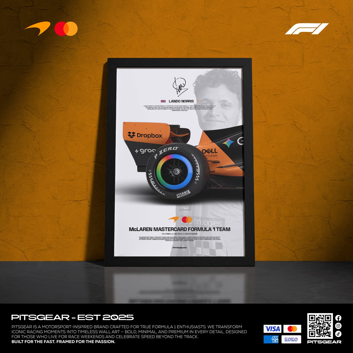 Lando Norris 1 x McLaren Mastercard F1 Team MCL30 - Wall Poster 2026