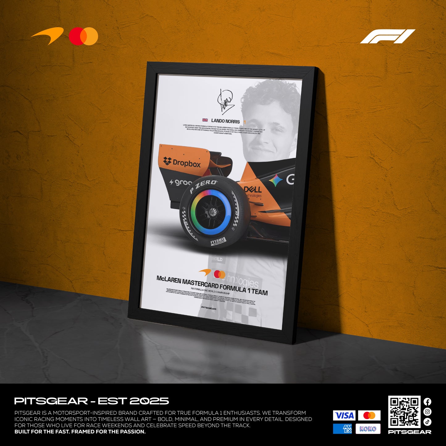 Lando Norris 1 x McLaren Mastercard F1 Team MCL30 - Wall Poster 2026