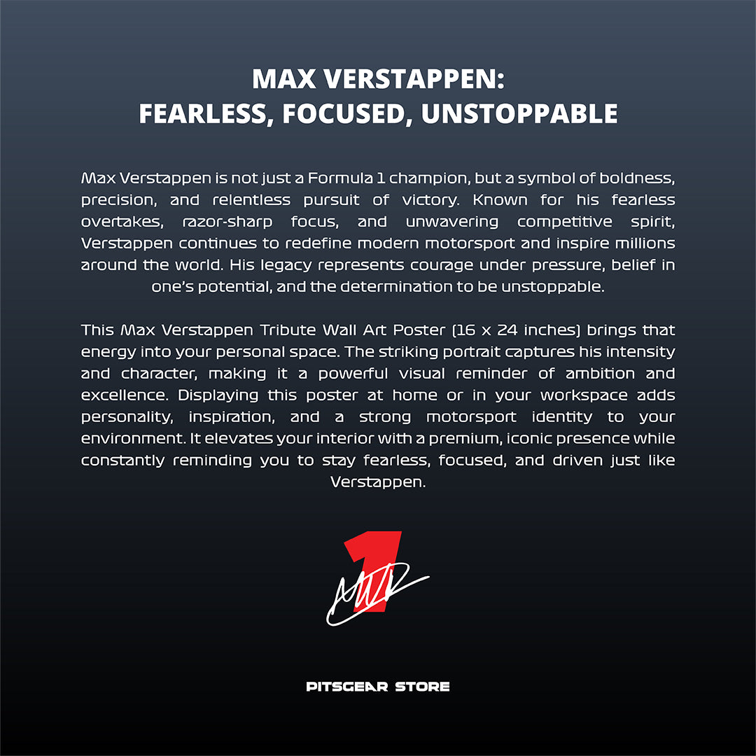 Max Verstappen — The Fearless Champion Wall Poster (Digitally Illustrated)