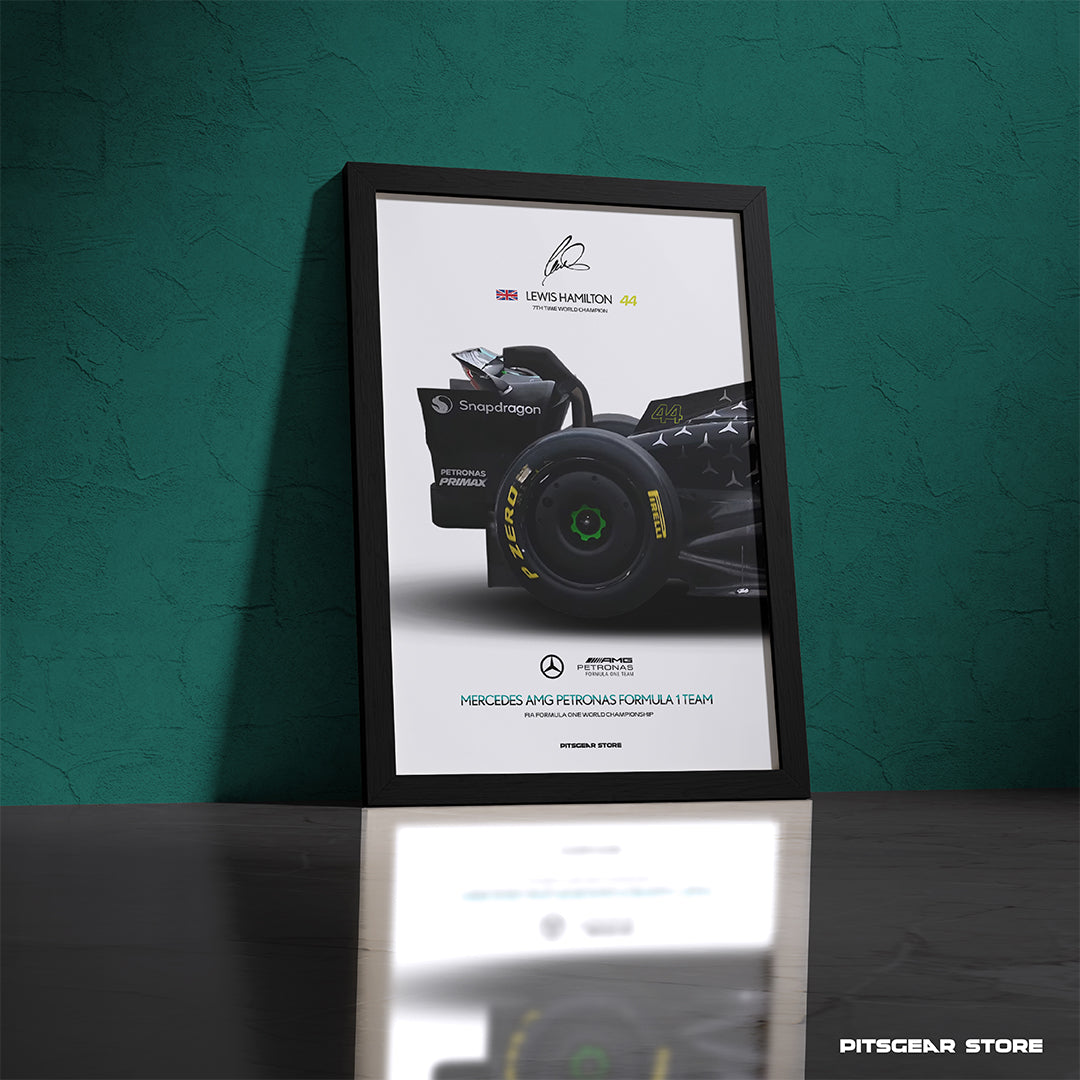 Lewis Hamilton × Mercedes AMG Petronas Formula 1 Team Legacy Wall Poster (Car Back W15)