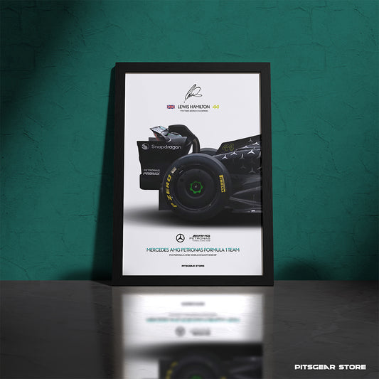 Lewis Hamilton × Mercedes AMG Petronas Formula 1 Team Legacy Wall Poster (Car Back W15)