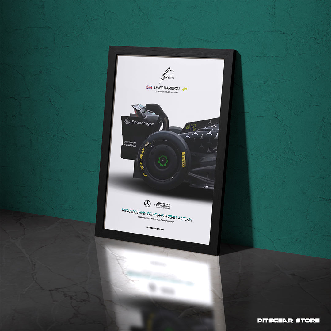 Lewis Hamilton × Mercedes AMG Petronas Formula 1 Team Legacy Wall Poster (Car Back W15)