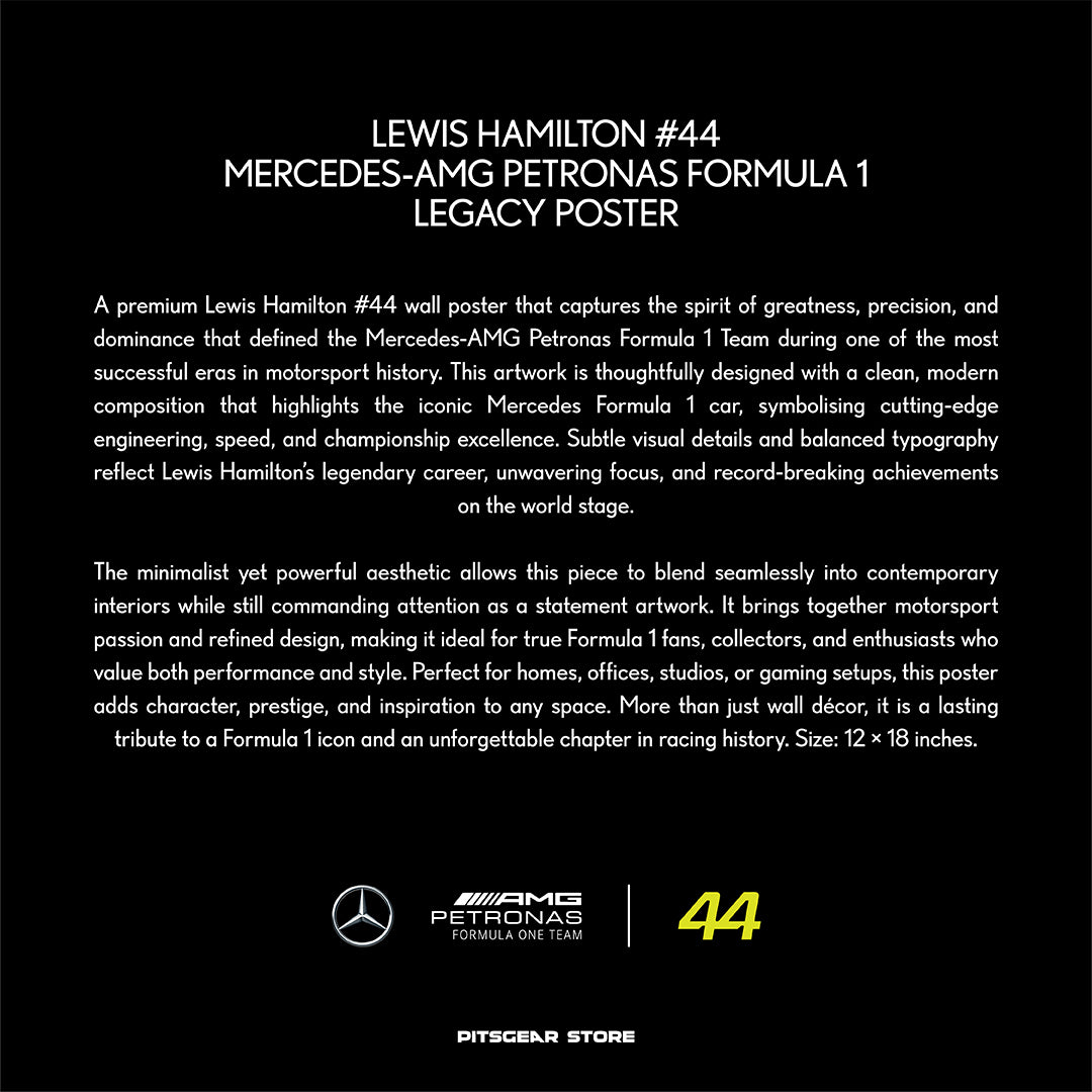 Lewis Hamilton × Mercedes AMG Petronas Formula 1 Team Legacy Wall Poster (Car Back W15)