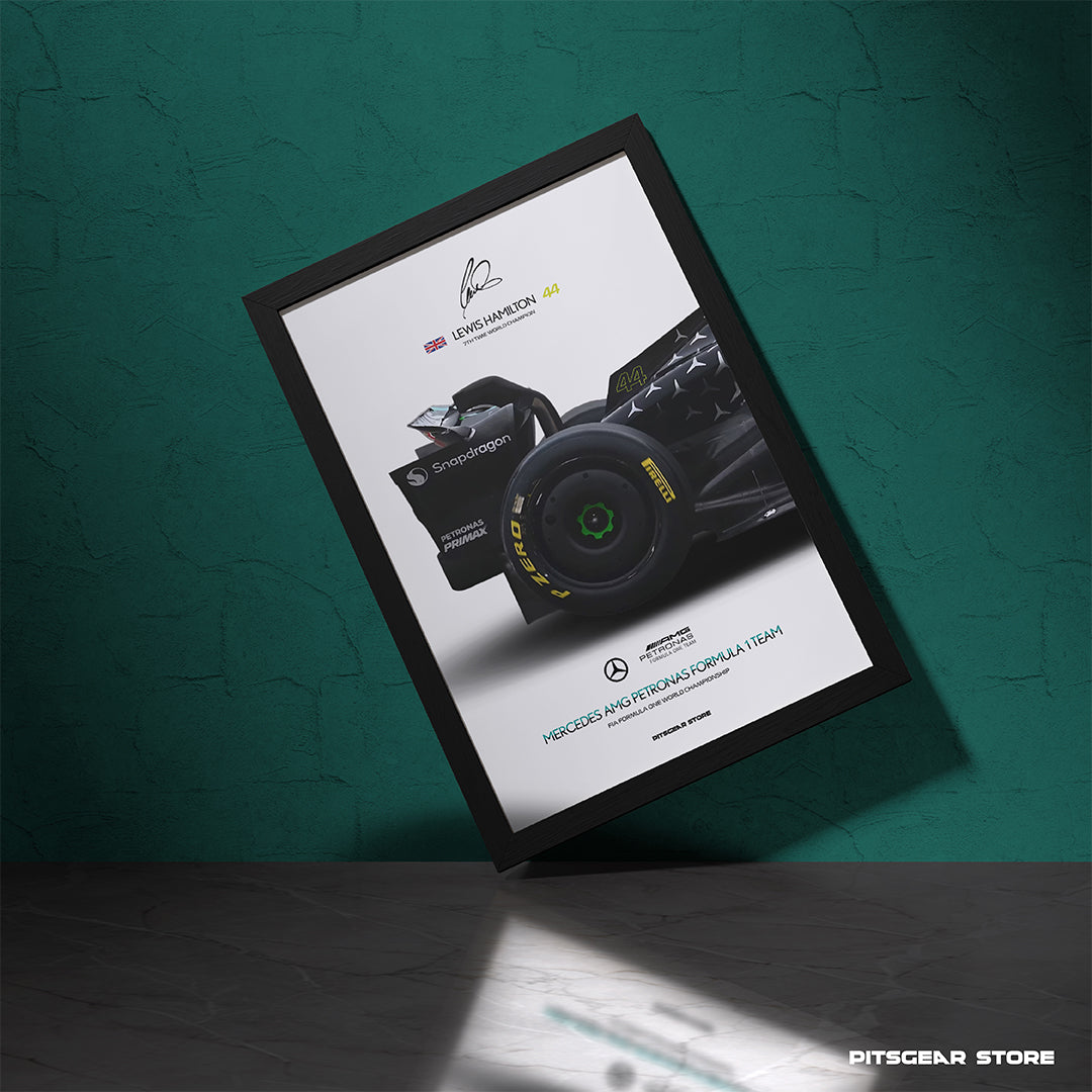 Lewis Hamilton × Mercedes AMG Petronas Formula 1 Team Legacy Wall Poster (Car Back W15)