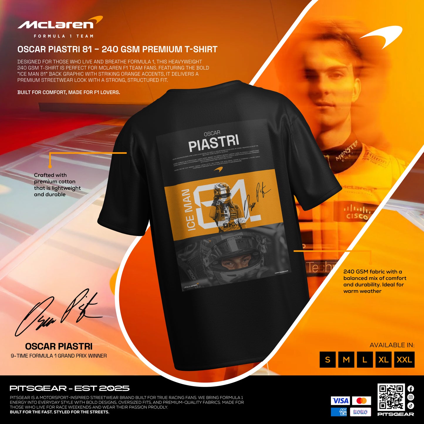 Oscar Piastri 81 Inspired Oversized Fan T-Shirt (McLaren Mastercard Formula 1 Team)