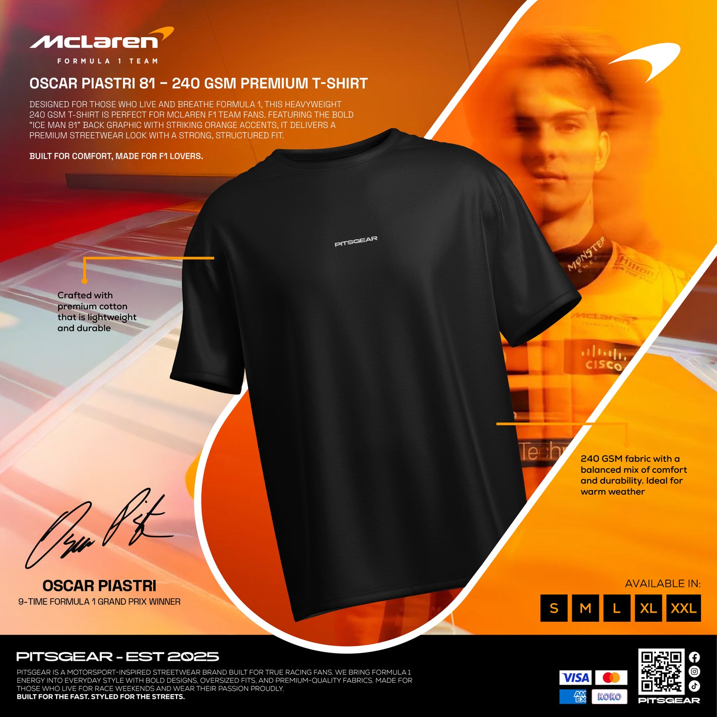 Oscar Piastri 81 Inspired Oversized Fan T-Shirt (McLaren Mastercard Formula 1 Team)