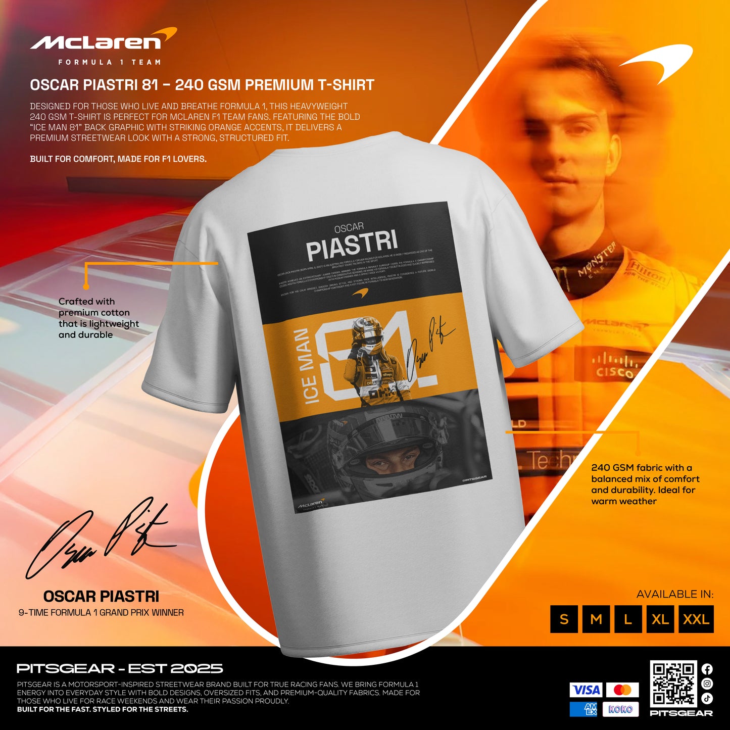 Oscar Piastri 81 Inspired Oversized Fan T-Shirt (McLaren Mastercard Formula 1 Team)