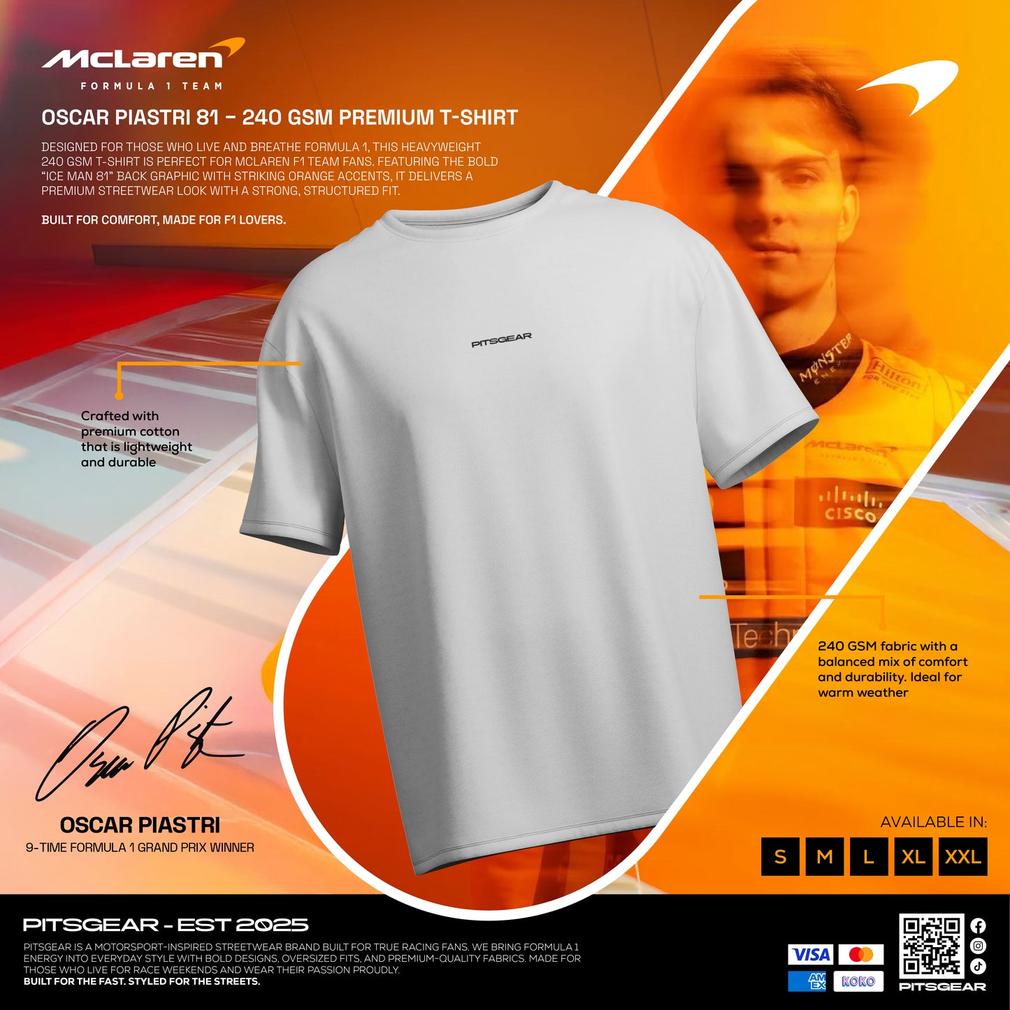 Oscar Piastri 81 Inspired Oversized Fan T-Shirt (McLaren Mastercard Formula 1 Team)
