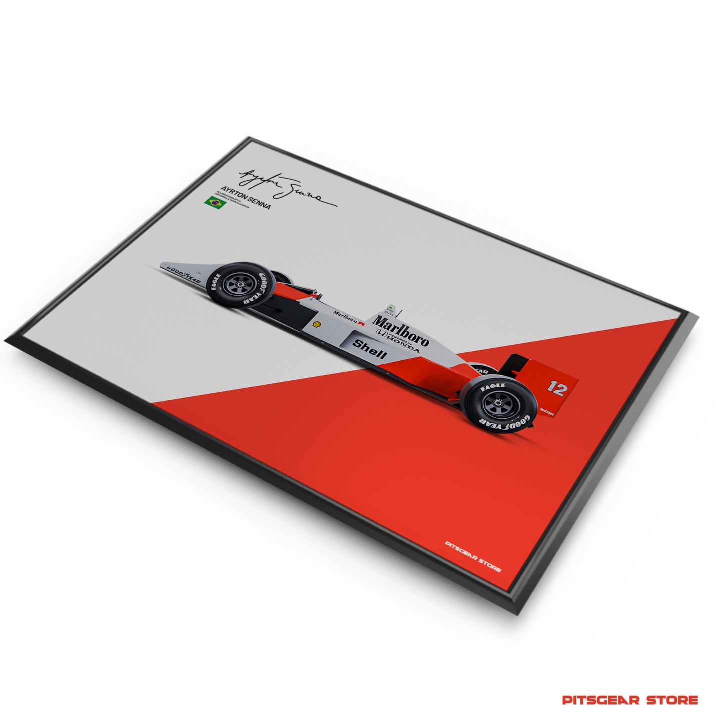 Ayrton Senna × McLaren MP4/4 — 1988 World Champion Car Wall Poster