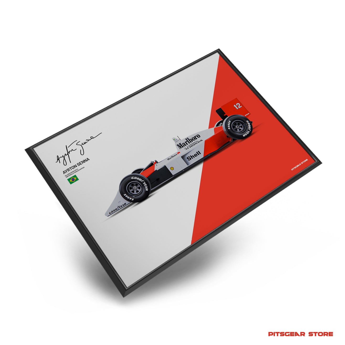 Ayrton Senna × McLaren MP4/4 — 1988 World Champion Car Wall Poster