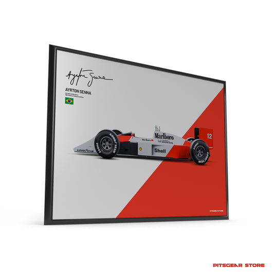 Ayrton Senna × McLaren MP4/4 — 1988 World Champion Car Wall Poster